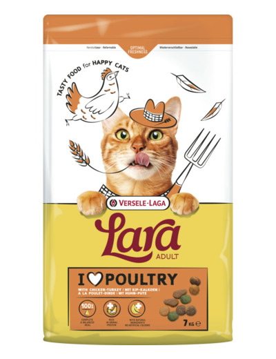 Croquettes LARA, Poulet & Dinde pour chats adultes - 7KG