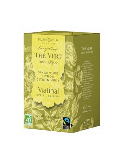 Thé vert le matinal Gingembre bio Citron bio Citron vert bio 18 sachets