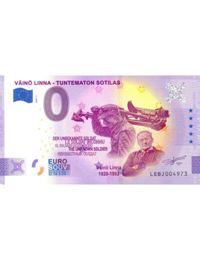 FINLANDE 2020-1 VAINO LINNA BILLET SOUVENIR 0 EURO TOURISTIQUE  NEUF