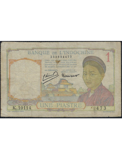 INDOCHINE 1 PIASTRE NON DATE (1932-1939) SERIE K.10114 TB+ (W54c)