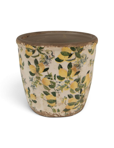 Cache-pot en Céramique Motif Citrons 14x13cm