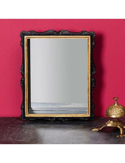 Miroir rectangulaire noir doré résine 30x8x25cm