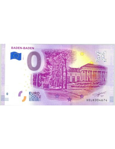 ALLEMAGNE 2019-1 BADEN-BADEN BILLET SOUVENIR 0 EURO TOURISTIQUE  NEUF