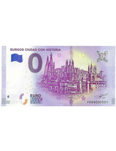 ESPAGNE 2019-1 BURGOS CIUDAD CON HISTORIA BILLET SOUVENIR 0 EURO TOURISTIQUE