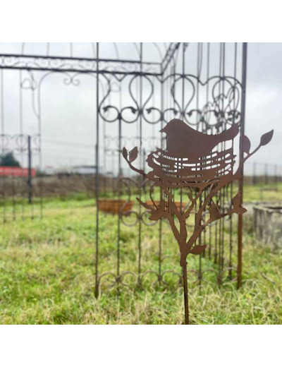 Tuteur oiseau fer marron 30x2x92cm