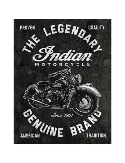Plaque métal - Indian, The Legendary - 31,5x40.