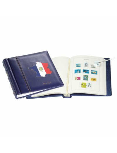 LEUCHTTURM ALBUM PREIMPRIME SF France reliure et Etui Bleu 1960-1979