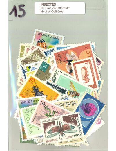 90 TIMBRES INSECTES DIFFERENTS NEUF ET OBLITERES *15