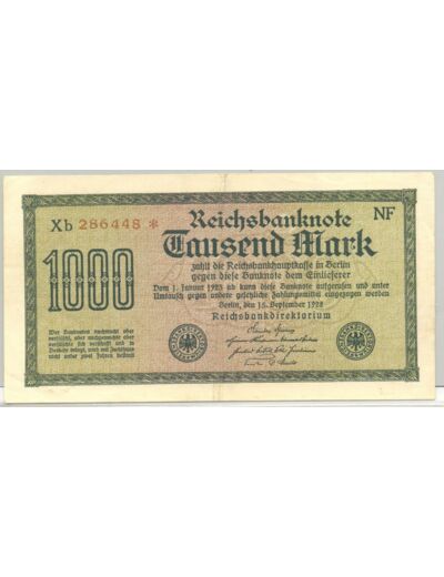 ALLEMAGNE 1000 MARK 15-09-1922 SERIE NF TTB