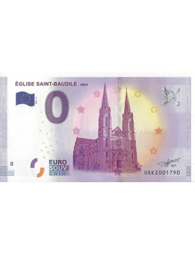 30 NIMES 2017-2 EGLISE SAINT BAUDILE BILLET SOUVENIR 0EURO TOURISTIQUE NEUF