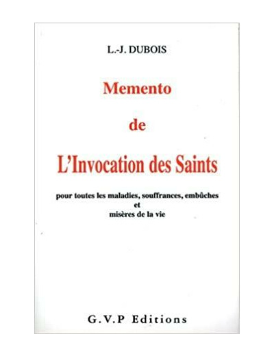 MEMENTO DE L'INVOCATION DES SAINTS