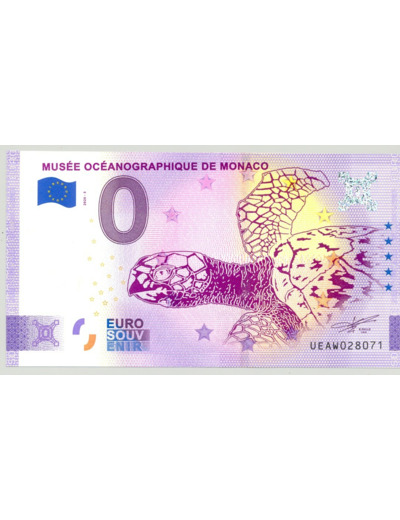 98 MONACO 2020-3 MUSEE OCEANOGRAPHIQUE (ANNIVERSAIRE) BILLET SOUVENIR 0 EURO