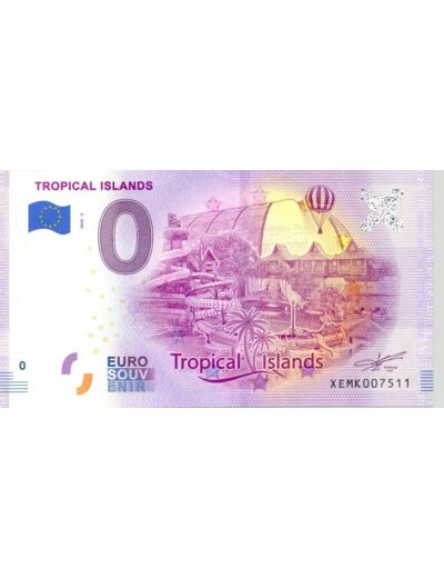 ALLEMAGNE 2020-2 TROPICAL ISLAND BILLET SOUVENIR 0 EURO TOURISTIQUE  NEUF