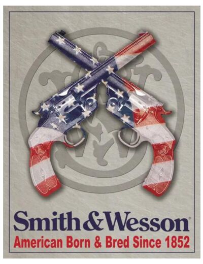 Plaque Smith et Wesson, American Born and Bred Since 1852 - 31 x 41 cm
