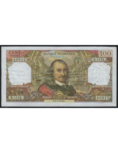 FRANCE 100 FRANCS CORNEILLE 2-2-1978 B.1154 TTB