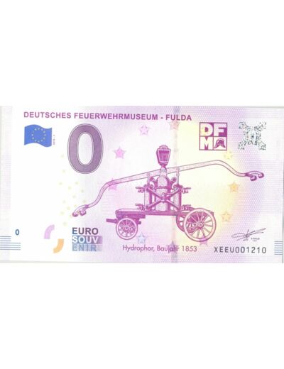 ALLEMAGNE 2019-1 FEUERWEHRMUSEUM FULDA BILLET SOUVENIR 0EURO TOURISTIQUE  NEUF