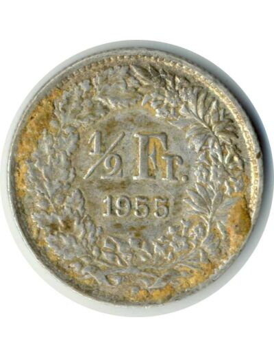 SUISSE 1/2 FRANC 1955 B TTB N1