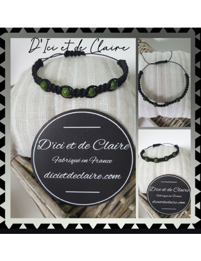 Bracelet Shamballa 4 perles de jaspe vert