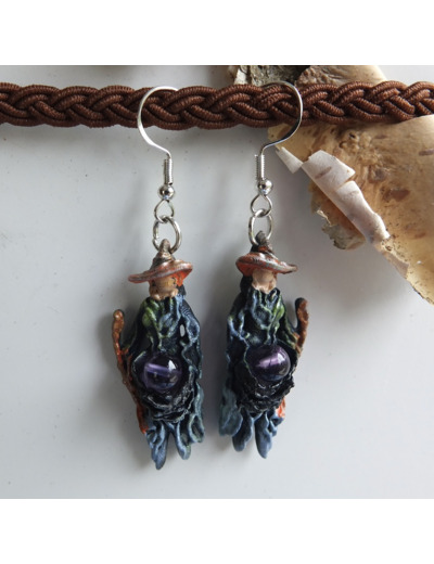 Boucles d'oreilles "Cueilleurs" pierre naturelle Améthyste