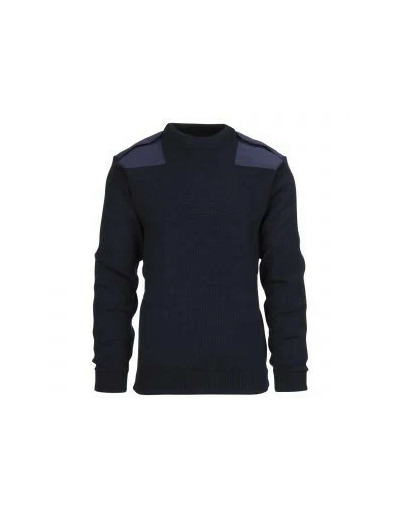 Pull Commando OTAN bleu marine 100 % laine vierge, renforts tactiques