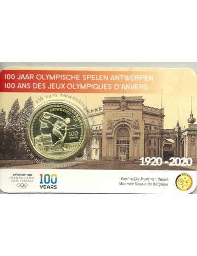 BELGIQUE 2020 2.50 EURO 100 ANS DES JEUX OLYMPIQUES D ANVERS COINCARD