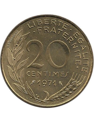 FRANCE 20 CENTIMES LAGRIFFOUL 1971 SUP/NC