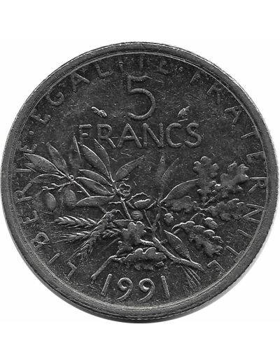 FRANCE 5 FRANCS ROTY 1991 TTB+