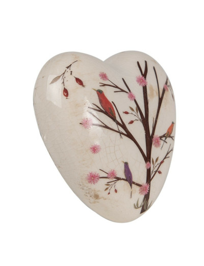 Coeur décoratif branches beige marron 12x12x14cm