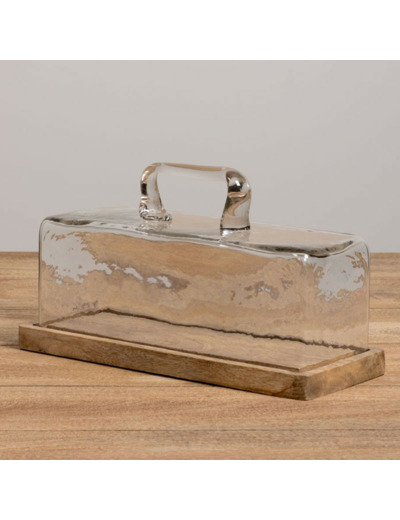 Plateau à cake et cloche Artisan 32x14x14cm