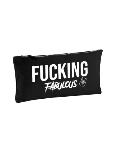 Pochette zippée en coton small - imprimée "Fucking Fabulous" noire,