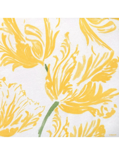 SERVIETTES EN INTISEES TULIPES JAUNES