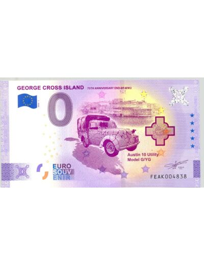 MALTE 2020-1 GEORGE CROSS ISLAND (ANNIVERSAIRE) BILLET SOUVENIR 0 EURO