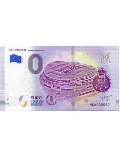 PORTUGAL 2019 -4 FC PORTO  0 EURO BILLET SOUVENIR TOURISTIQUE  NEUF