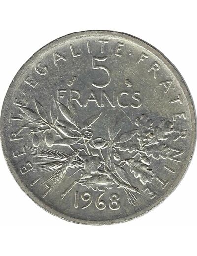 FRANCE 5 FRANCS ROTY ARGENT 1968 TTB+