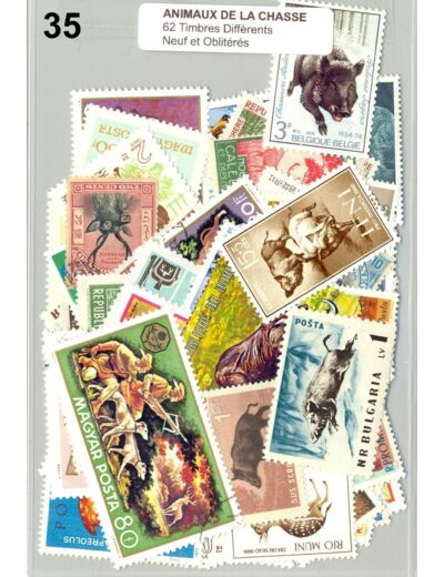 62 TIMBRES ANIMAUX DE LA CHASSE DIFFERENTS NEUF ET OBLITERES *35