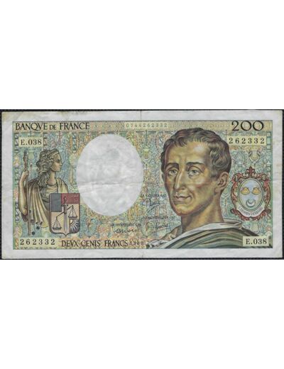 FRANCE 200 FRANCS MONTESQUIEU 1986 E.038 TTB