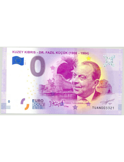 TURQUIE 2019-1 KUZEY KIBRIS DR FAZIL KUCUK BILLET SOUVENIR 0 EURO