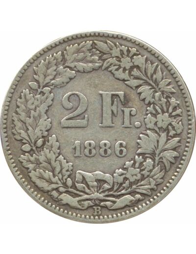 SUISSE 2 FRANCS 1886 B TB+ N2