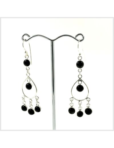 Boucles d'oreilles Onyx et Argent Massif