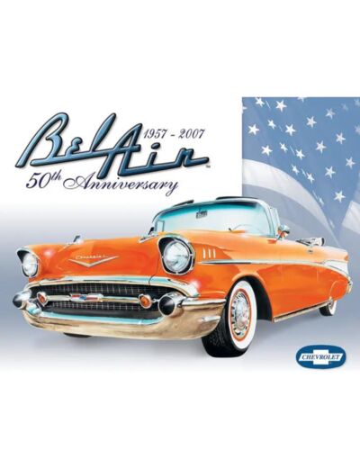 Plaque métal Chevrolet - Bel Air 50ème anniversaire - 31,5x40.