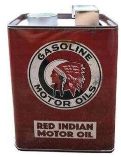 Tirelire métal Bidon - RED INDIAN Motor Oil.