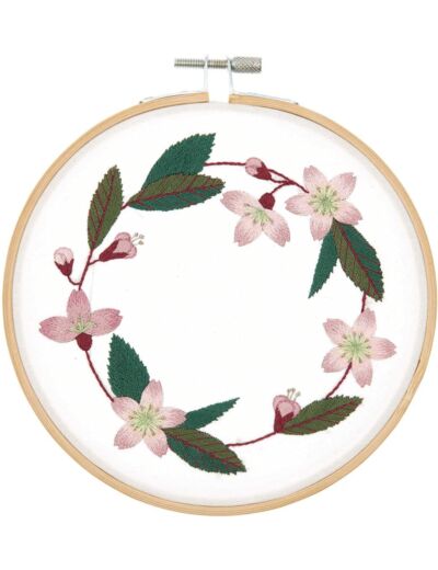 Rico Design Kit de broderie Motif couronne de fleurs de cerisier