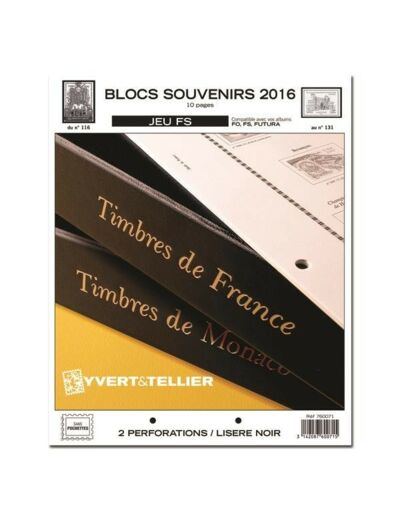 FEUILLE COMPLEMENTAIRE BLOCS SOUVENIRS 2016 FS (SANS POCHETTE) Yvert