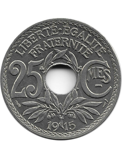 FRANCE 25 CENTIMES LINDAUER 1915 CMES SOULIGNE SUP