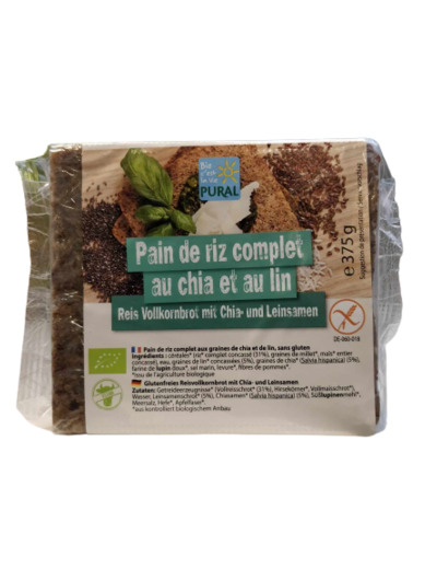 Pain de Riz complet Bio-Chia et Lin-375g-Pural