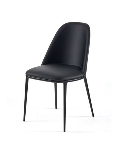 Chaise tissu ecopelle LEA Noir piètement en acier laqué noir