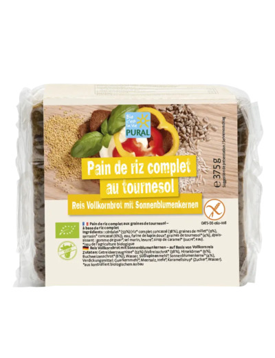 Pain de Riz complet Bio au Tournesol-375g-Pural