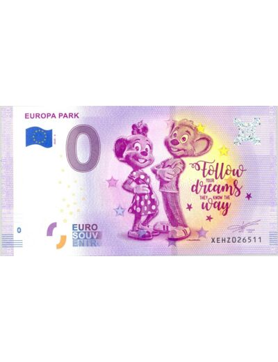 ALLEMAGNE 2020-6 EUROPA PARK FOLLOW YOUR DREAMS BILLET SOUVENIR 0 EURO