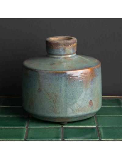 Vase bouteille large gris bleu 13x13cm