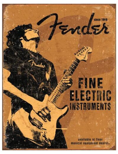 Plaque métal Fender, Fine Electric Instruments - 31 x 41 cm - A088